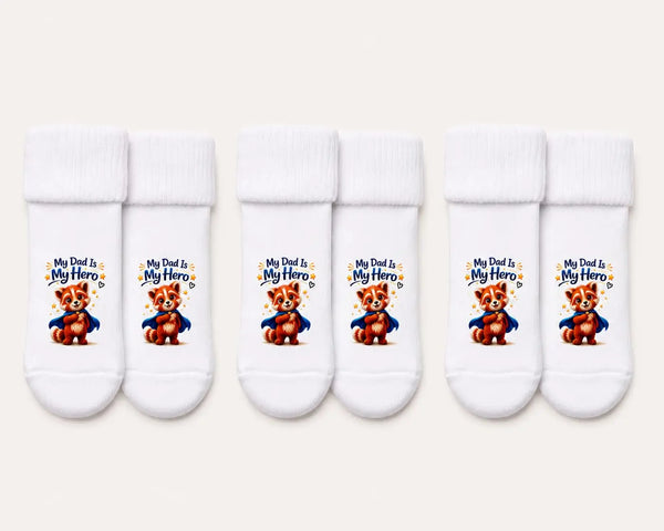 Castino® My Dad Is My Hero Baby Socks Set – 3 Pack | Tino Superhero Design